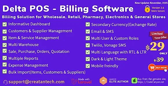 Delta POS- Invoicing, Billing & Inventory Management System with GST & CRM