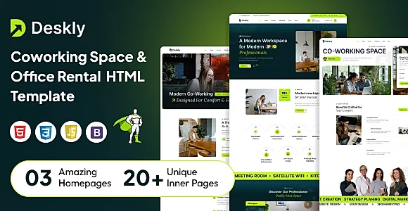 Deskly - Coworking Space & Office Rental HTML Template