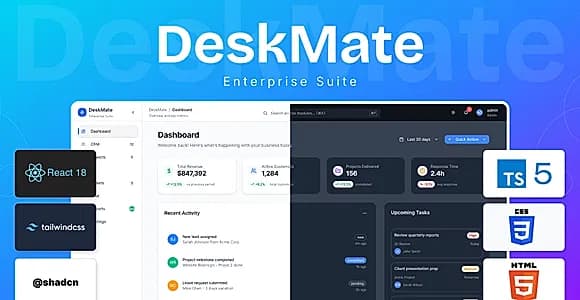 DeskMate – SaaS CRM, HR, Projects & Chat Management React Dashboard Template