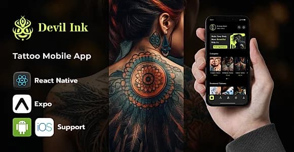 Devil Ink | Tattoo Shop Mobile App | React Native Expo Template