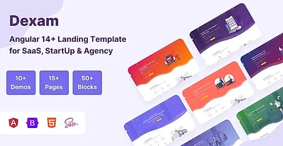 Dexam - Angular 14+ & Bootstrap 5  SaaS, Startup & Product Landing Page