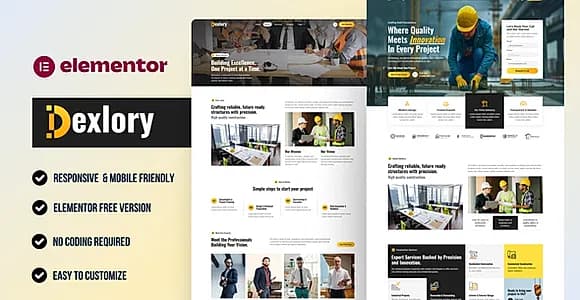 Dexlory – Construction Elementor Template Kit