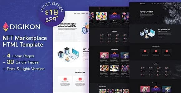 Digikon - NFT Digital Asset Marketplace HTML Template