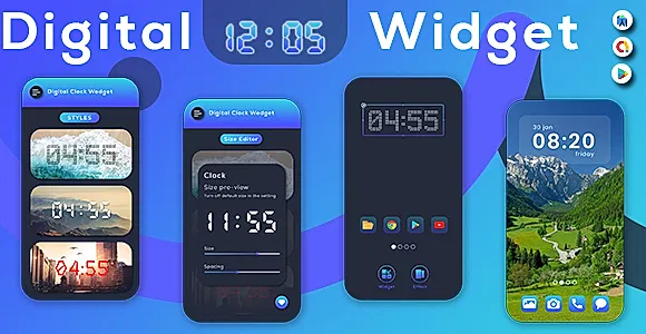 Digital Clock Widget - Seven Time - Resizable Clock - DIGI Clock Widget - Widget Clock Android App