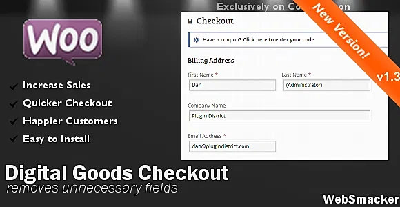 Digital Goods Checkout for WooCommerce WordPress Plugin