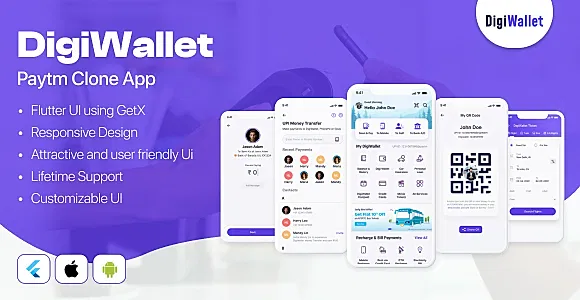 Digiwallet - Paytm Clone, Flutter Mobile App Template - Android & iOS