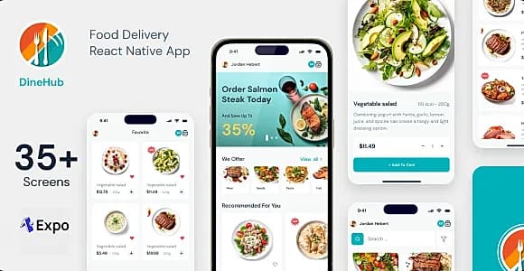 DineHub - Restaurant Food Delivery App | Expo SDK 49.0.13 | TypeScript | Redux Store