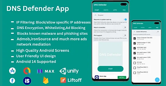 DNS Defender App with ironSource Mediation