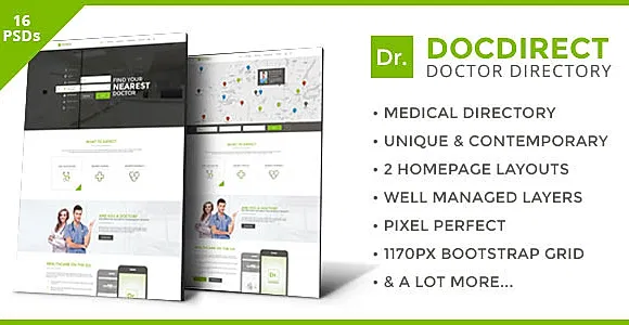 DocDirect - Directory PSD Template for Healthcare Profession