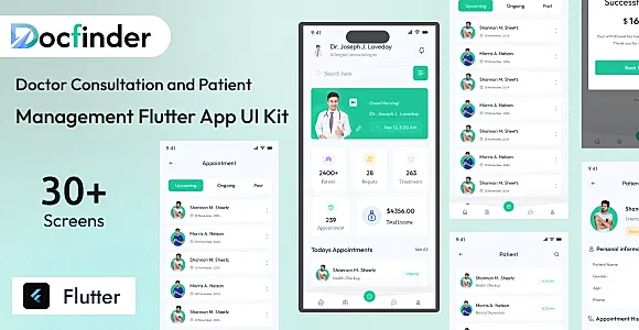 DocFinder  – Doctor Consultation & Patient Management Flutter App UI Kit