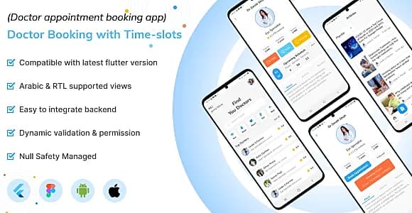 Doctor booking with time slot flutter 3.X app UI template