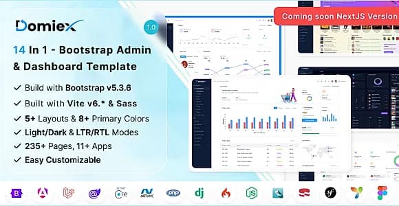 Domiex - Bootstrap Admin & Dashboard Template