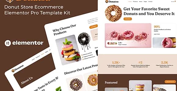 Donatsu - Donut Store Ecommerce Elementor Pro Template Kit