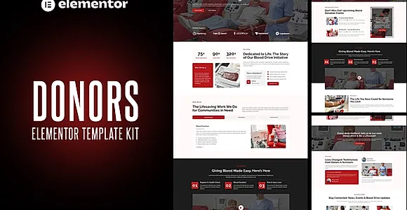 Donors - Blood Drive & Donation Campaigns Elementor Template Kit