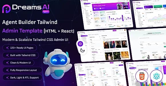 Dreams AI Agent - Agent Builder Tailwind Admin Template (Html + React)