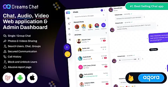 Dreams Chat - Laravel Real-Time Chat, Voice & Video App with Admin Panel