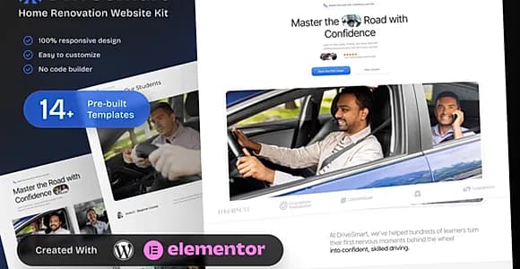DriveSmart - Driving School Website Elementor Template Kit