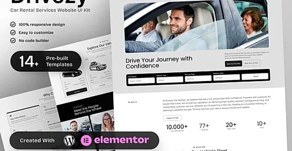 Drivezy - Car Rental Services Elementor Template Kit