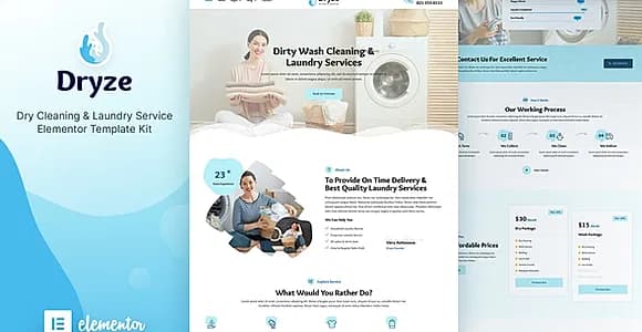 Dryze – Dry Cleaning & Laundry Service Elementor Template Kit