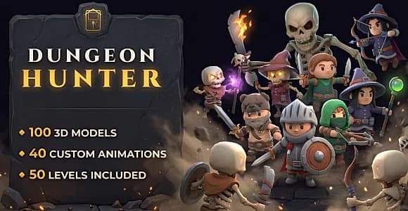 Dungeon Hunter - 3D HTML5 Dungeon Crawler Game | Procedural Levels | Mobile Ready | 50 Levels