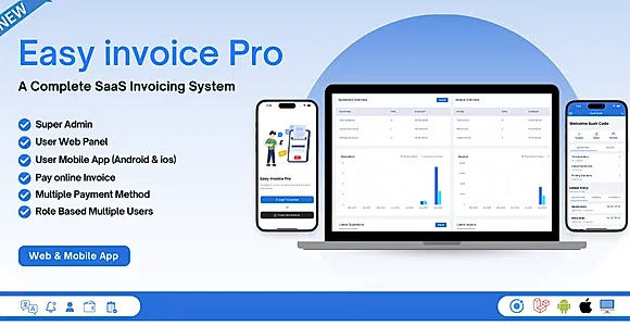 Easy Invoice Pro - Ai based SaaS invoicing system (ionic & Laravel) Web & Mobile App (Android & ios)
