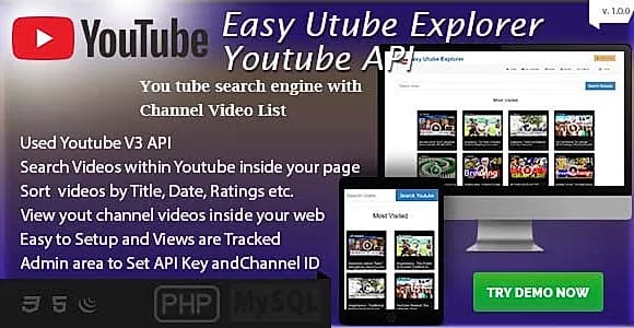 Easy Utube Explorer - Youtube API based Channel and Search
