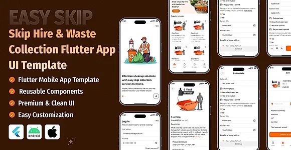 EasySkip – Skip Hire & Waste Collection Flutter App UI Template