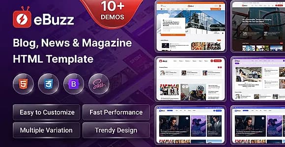 eBuzz - Blog, News & Magazine HTML Template