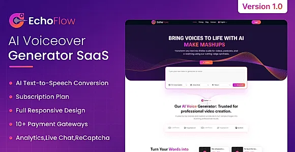 EchoFlow - AI Voiceover Generator SaaS