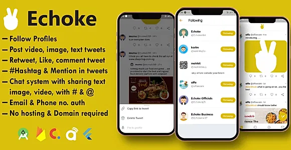 ECHOKE - Twitter Clone Chat Groups Chatting Social Network App