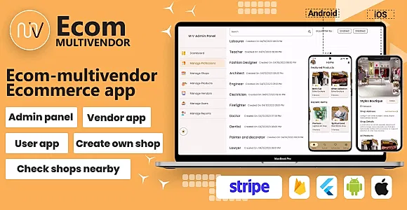 Ecom - Multi Vendor Ecommerce Flutter + STRIPE