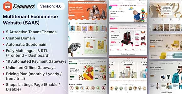 Ecommet - Multitenant Ecommerce Website Builder (White Label)