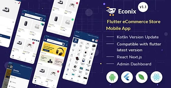 Econix - Flutter eCommerce Store Mobile App + React Node Admin Dashboard