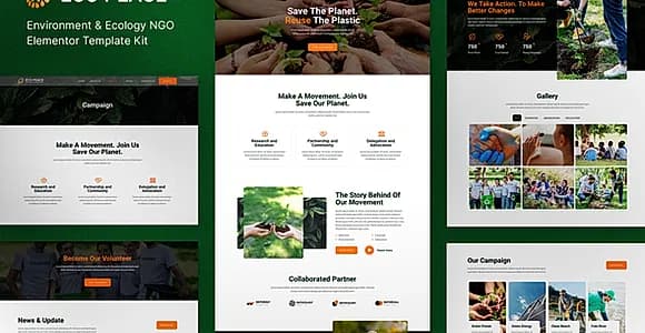 EcoPeace – Environment & Ecology NGO Elementor Template Kit