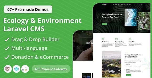 Ecozone - Ecology & Environment Laravel CMS With Live Page Builder
