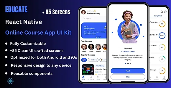 Educate - Online Course & E-Learning React Native Expo Ui Kit