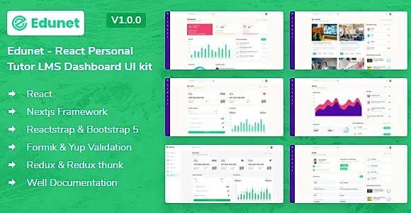 Edunet - React Personal Tutor LMS Dashboard UI kit