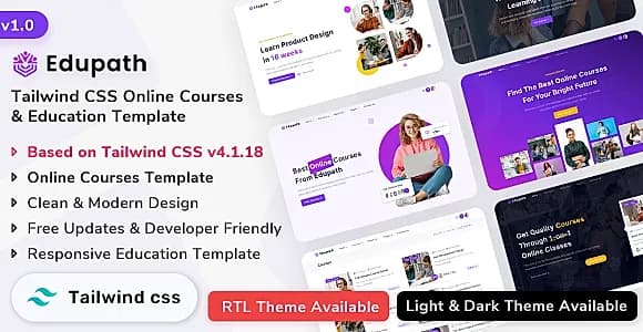 Edupath - Tailwind CSS Online Courses & Education LMS Template