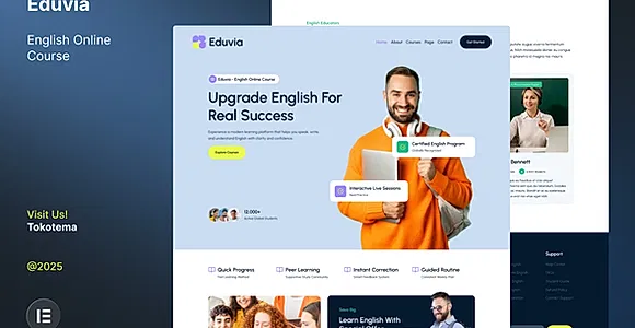 Eduvia - English Online Course Website Elementor Template Kit