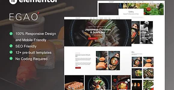 Egao - Japanese Restaurant & Sushi Bar Elementor Template Kit