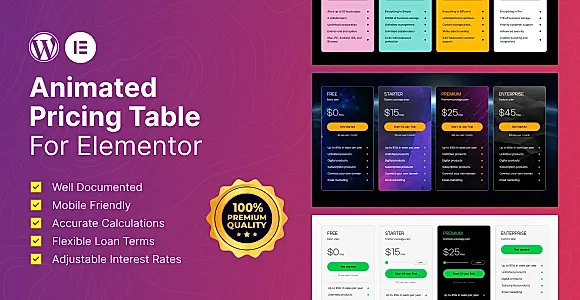 Elementor - Animated Pricing Table Widget