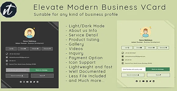 Elevate Modern Business VCard - Personal Portfolio For Business