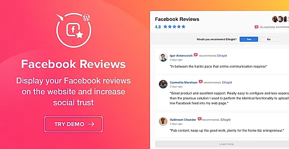 Elfsight Facebook Reviews CC WordPress Plugin