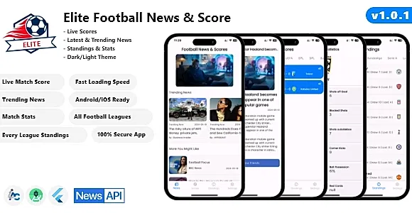 Elite - Football News & Live Score - Flutter Android/iOS Full App