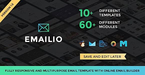 Emailio Responsive Multipurpose Email Template With Online Builder