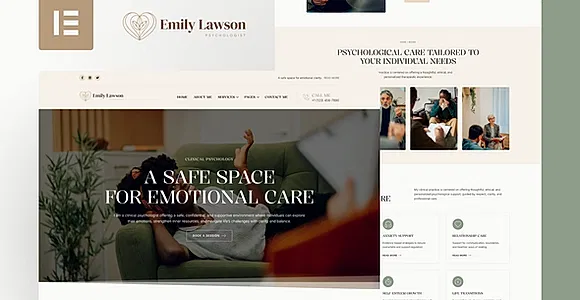 EmilyLawson - Psychologist & Counsellor Elementor Template Kit