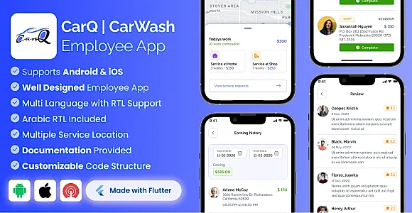 Employee App for CarQ Car Wash Marketplace SAAS Flutter App