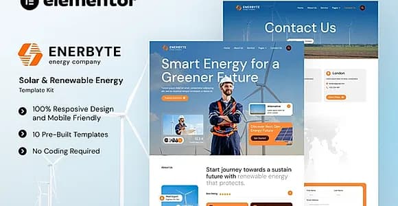 Enerbyte - Solar & Renewable Energy Elementor Template Kit