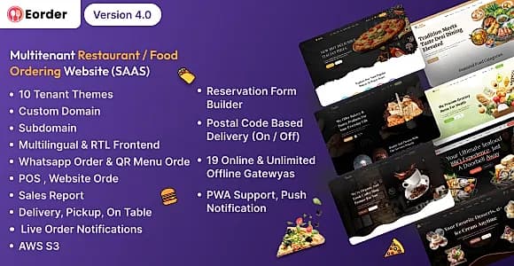 Eorder - Multitenant Restaurant / Food Ordering Website (SAAS)
