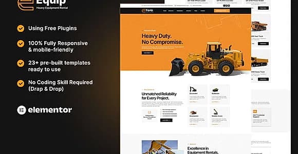 Equip - Heavy Equipment Rental Elementor Template Kit